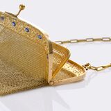 Art Nouveau Gold Bag 'Sac de Soirée' with Sapphire Diamond Clasp 'Magnolia' - image 3
