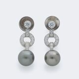 Pair of Pearl Diamond Earrings 'Himalaya' - image 1