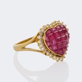 Ruby Diamond Heart Ring - image 2