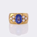 Natural Ceylon Sapphire Diamond Ring - image 1