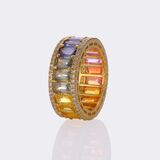 Multicolored Rainbow Sapphire Ring with  Diamonds - image 2