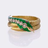 Art Nouveau Snake Bangle Bracelet with Diamonds - image 1