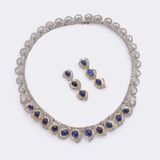High-quality Sapphire Diamond Gala Demi Parure 'Hearts and drops': Necklace and Earrings - image 1