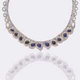 High-quality Sapphire Diamond Gala Demi Parure 'Hearts and drops': Necklace and Earrings - image 2
