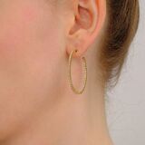 Pair of oval Hoop Diamond Earrings - image 3