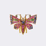Art Nouveau Brooch 'Butterfly' with Colour Gemstones - image 1