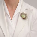 Opal Brooch with Multicolored Diamonds - image 2