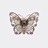 Fin de siècle Brooch 'Papillon' with Sapphire, Rubies and Diamonds - image 1