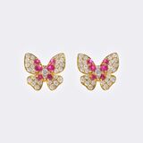 Pair of Ruby ​​Diamond Earstuds 'Butterflies' - image 1