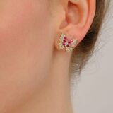 Pair of Ruby ​​Diamond Earstuds 'Butterflies' - image 2