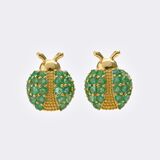 Pair of Emerald Earstuds 'Ladybug' - image 1