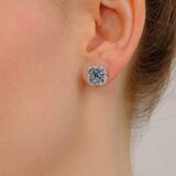 Pair of Aquamarine Diamond Earstuds 'Cloverleaf' - image 2