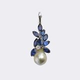 Sapphire Pearl Diamond Pendant