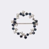 Small Blue Topaz Diamond Brooch