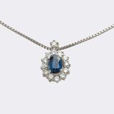 Small Sapphire Diamond Pendant on Necklace - image 1