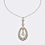 Art Nouveau Diamond Pendant on Chain - image 1
