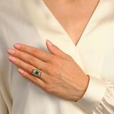 Art Deco Emerald Diamond Ring - image 3