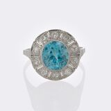 Art Nouveau ring with natural zircon of reversible Colour Change and diamonds - image 1