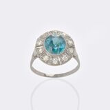Art Nouveau ring with natural zircon of reversible Colour Change and diamonds - image 2