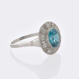 Art Nouveau ring with natural zircon of reversible Colour Change and diamonds - image 3