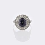 Art Nouveau ring with natural zircon of reversible Colour Change and diamonds - image 5