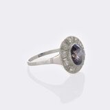 Art Nouveau ring with natural zircon of reversible Colour Change and diamonds - image 6