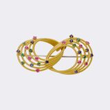 Vintage Brooch with Emeralds, Rubies and Sapphires