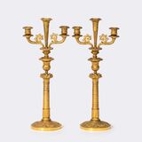 Pair of three-flame Empire candelabra