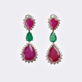 Pair of Ruby ​​Emerald Earrings - image 1