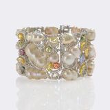 Exceptional pearl bracelet with multi-colored sapphires and brilliant-cut diamonds - image 1