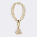 Pearl Necklace with Diamond Chatelaine 'Hourglass of life' - image 2