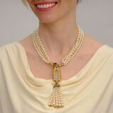 Pearl Necklace with Diamond Chatelaine 'Hourglass of life' - image 3