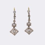 Pair of Art Nouveau Diamond Earrings - image 1