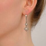 Pair of Art Nouveau Diamond Earrings - image 2