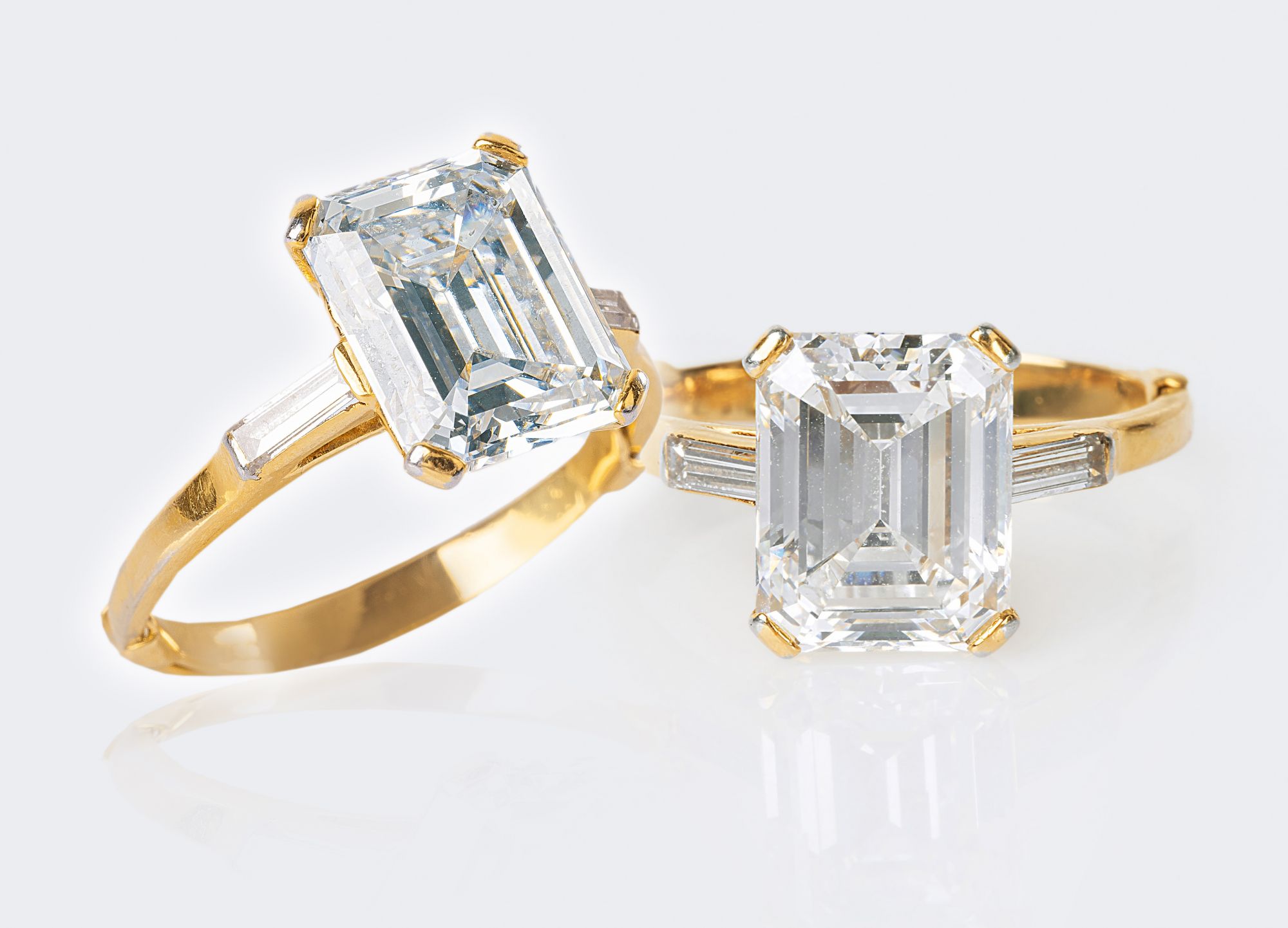 Sehr seltener hochkarätiger River Diamant-Ring im Emerald Cut