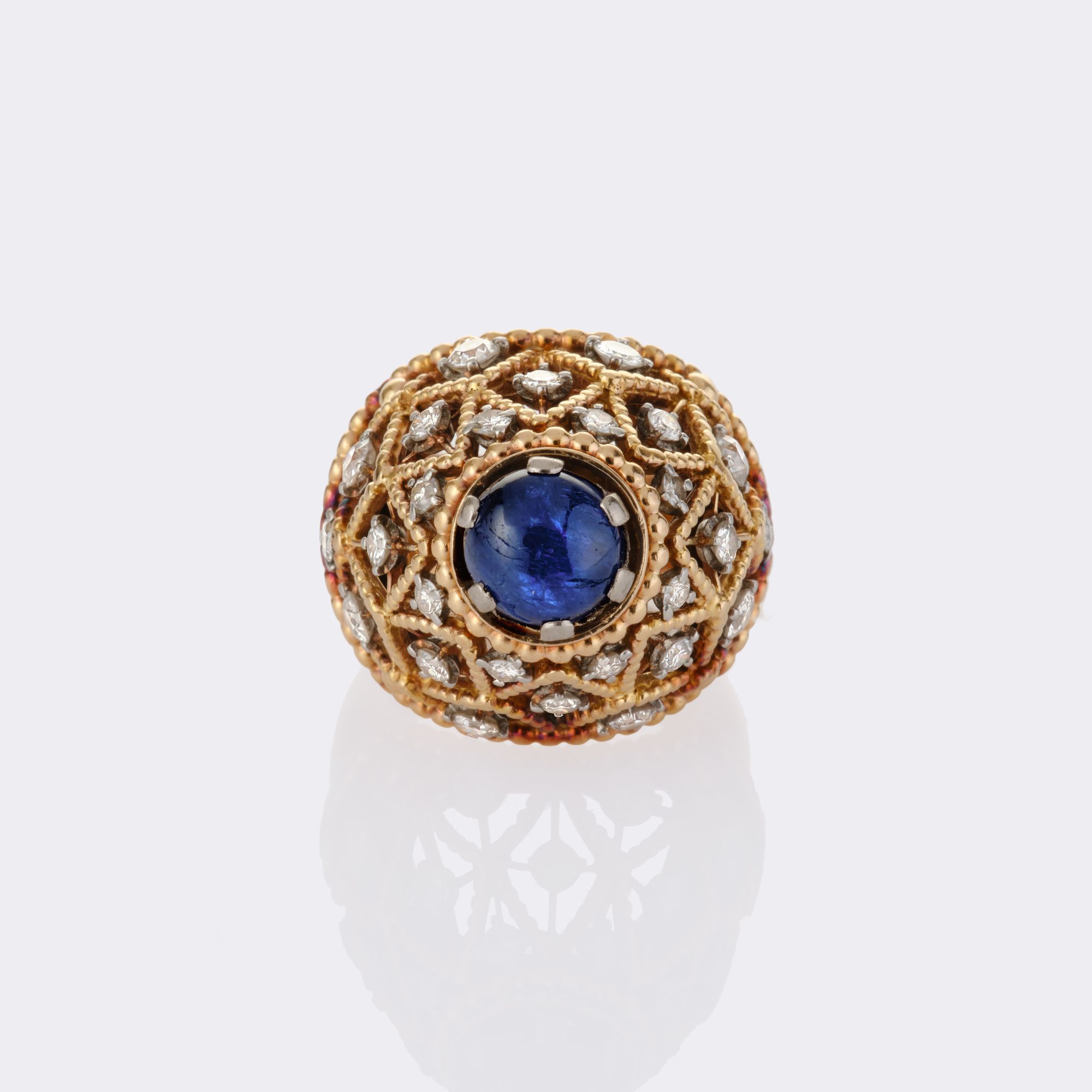 Vintage Saphir Brillant Ring 'Dôme'