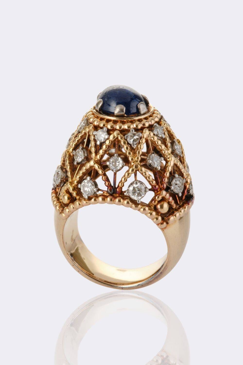 Vintage Saphir Brillant Ring 'Dôme'